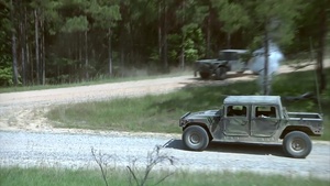 Soldiers of the 298th Support Battalion conduct convoy operations at Camp McCain, MS (B-Roll)