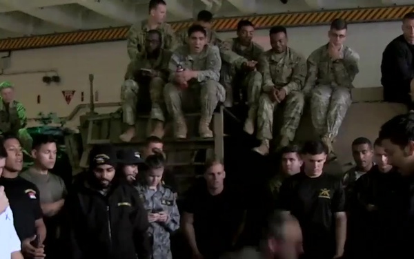 U.S. Marines embark on Australian HMAS Adelaide for Exercise Hamel Sealift