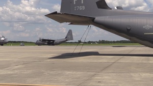 B-Roll C-130 Landing Taxi Captain Christy Wise First Flight