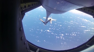 KC-135R Stratotanker from Tinker refuels F-16s at RIMPAC
