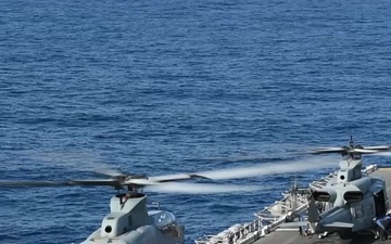 AH-1Z Viper Helicopter Takes Off from Deck of USS Boxer