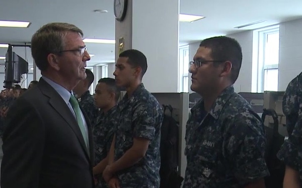 Carter Meets Recruits, Tours Naval Training Station