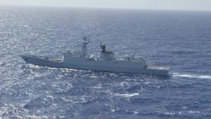 Chinese Navy multi-role frigate Hengshui (572) - Forty Ships and Submarines Steam in Close Formation During RIMPAC