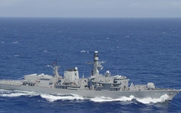 Chilean frigate Almirante Cochrane (FF-05) - Forty Ships and Submarines Steam in Close Formation During RIMPAC