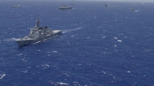 Japan Maritime Self-Defense Force guided-missile destroyer Chokai (DDG 176) - Forty Ships and Submarines Steam in Close Formation During RIMPAC