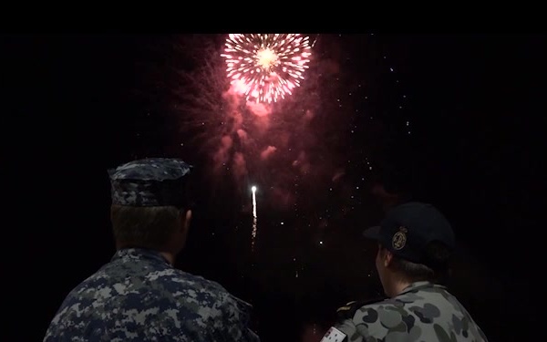 Fourth of July Fireworks over Ships at RIMPAC 16