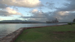 Military Sealift Command fleet replenishment oiler USNS Henry J. Kaiser (T-AO 187) departs Joint Base Pearl Harbor-Hickam following the conclusion of Rim of the Pacific 2016