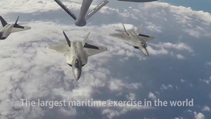 F-22 Raptors Receive Fuel from KC-135R Stratotanker