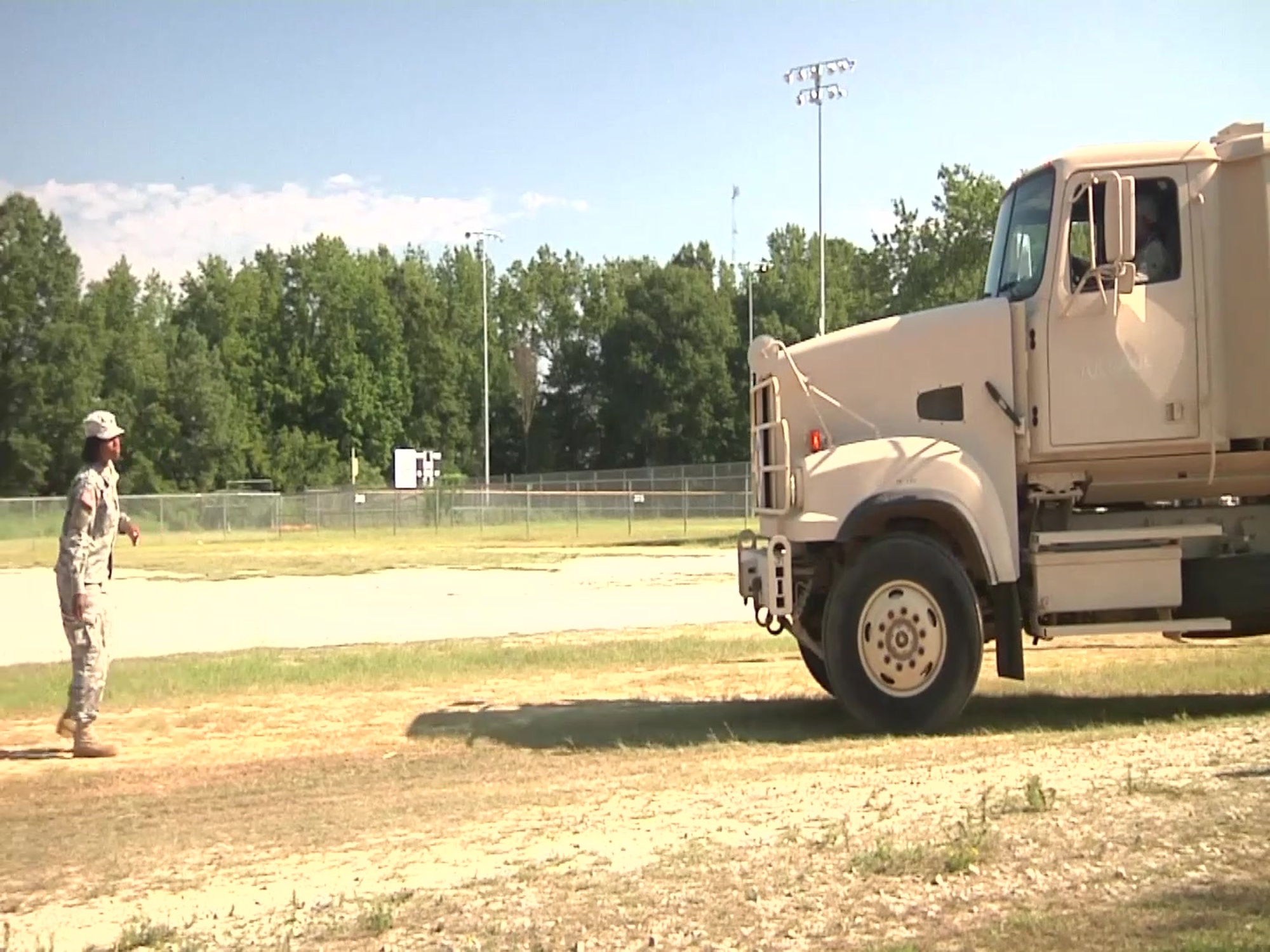 U.S. Army Soldiers from the 1148th Transportation Company, 110th Combat Sustainment Support Battalion, Georgia National Guard, refuel and conduct maintenance checks on their vehicles August 23, 2016, during Operation Patriot Bandoleer at the S.C. National Guard Armory in Camden, S.C. Approximately 50 M915A5 tractors and M872A4 trailers took part in the operation, which is a real-world mission conducted by reserve, National Guard and active duty units to transport and redistribute equipment and supplies throughout the country.