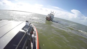 Coast Guard, Sea Tow assit 6 adults 2 children off aground boat near San Leon, Texas