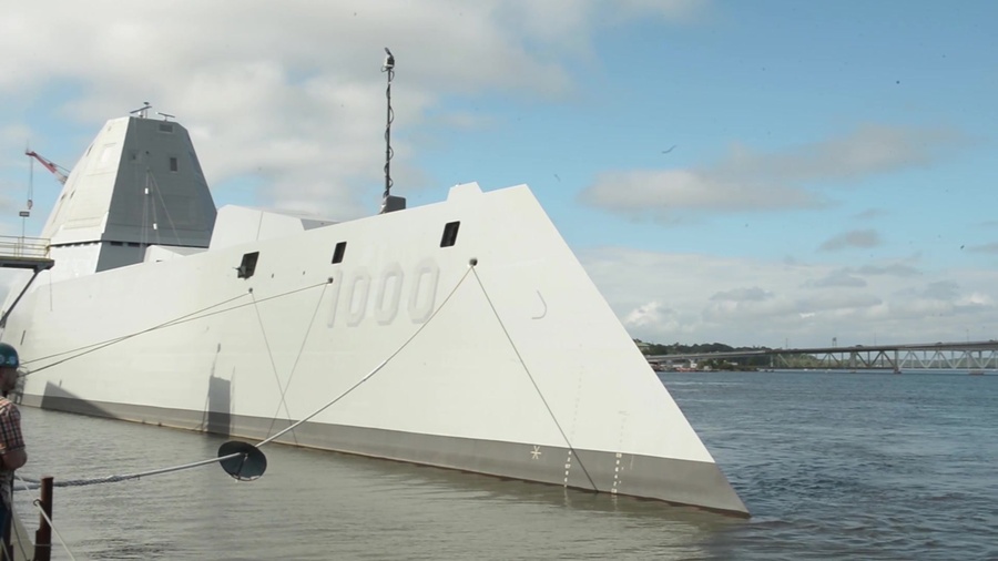 The future USS Zumwalt (DDG 1000) gets underway in Bath, Maine to join the fleet. The guided-missile destroyer is the lead ship in the Zumwalt class and the first ship to be named for Adm. Elmo Zumwalt.  

After commissioning in Baltimore, Maryland, on Oct. 15, the ship will sail to its homeport in San Diego. Soon after arriving, DDG-1000 will enter a post-delivery industrial availability and mission systems activation period to ready this stealth destroyer for operational testing and its maiden deployment.