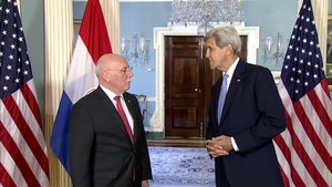 U.S. Secretary of State and Paraguay Foreign Minister Camera Spray