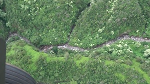 Hawaii Governor David Ige and Maui Mayor Alan Arakawa conduct aerial survey of flood damage on Maui-