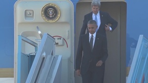 President Obama arrived in Israel to take part in the funeral of Shimon Peres.