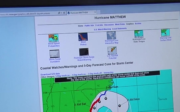 Joint Operations Center Manages Hurricane Matthew Missions
