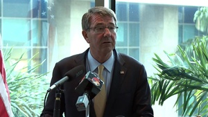 Carter Hosts Press Conference at Meeting of Defense Leaders