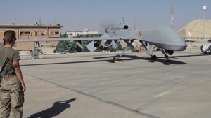 A MQ-1C Grey Eagle begins surveillance operations
