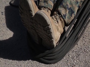 B-roll of Marines with 3rd Battalion 4th Marine Regiment participating in rope classes at Mountain Warfare Center