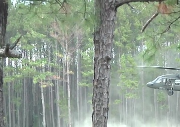 B-Roll Light infantry trains with aviation