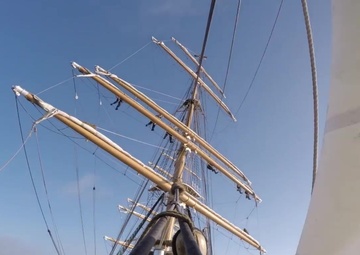 Eagle crewmembers and officer candidates set sail stations