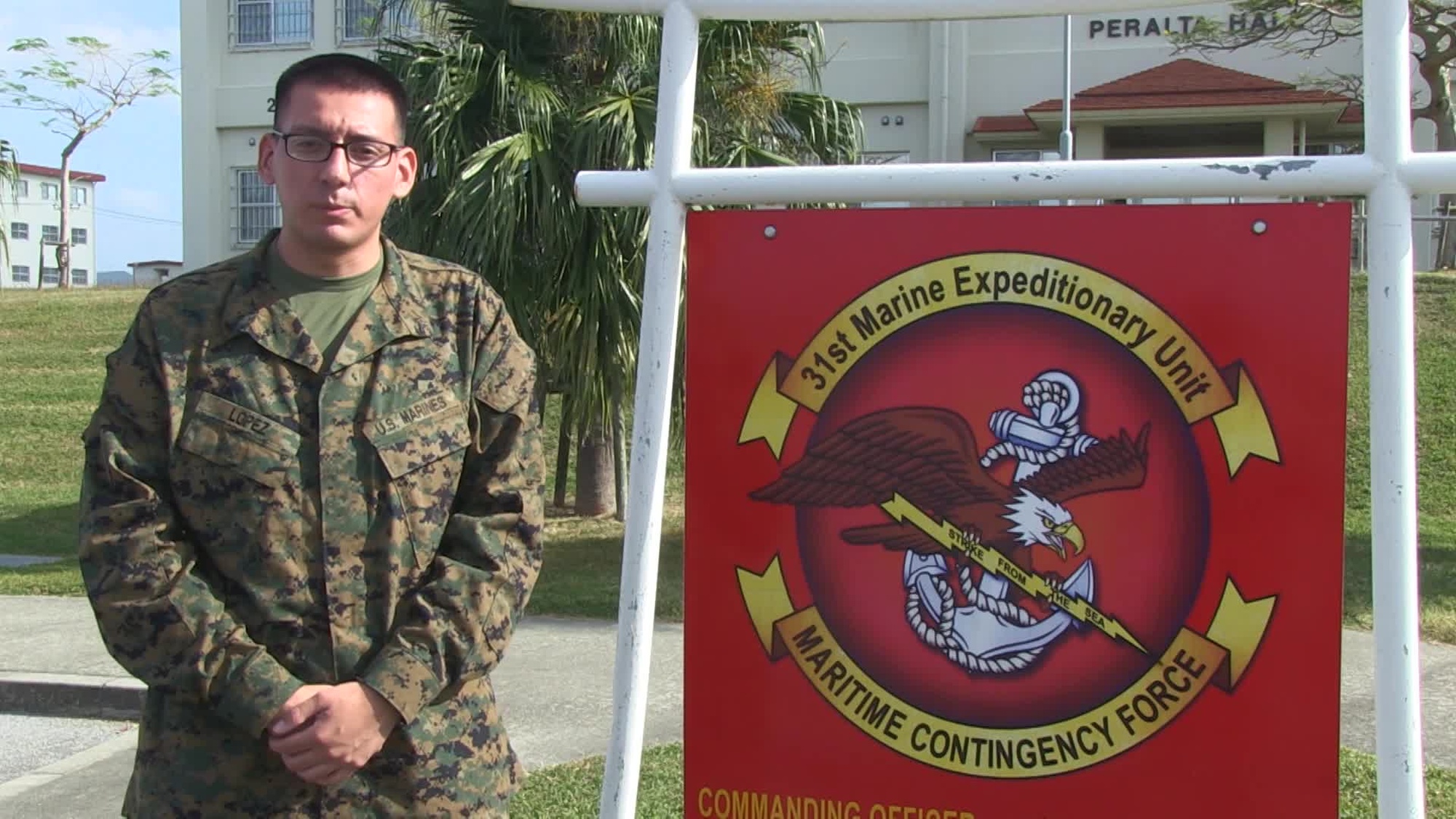 Lance Cpl. Jefferson Lopez, an Administration Clerk from Long Island, New York, sends Thanksgiving wishes to his friends and family.