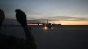 Coalition aircraft landing and taking off at Qayyarah West Airfield