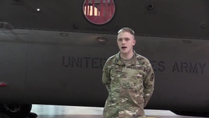 PV2 Joshua Monroe sends a holiday greeting home to family in Charleston, WV