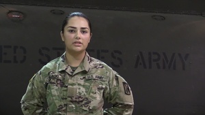 PV1 Valerie Palacio sends a holiday greeting to her family in Dallas, TX.