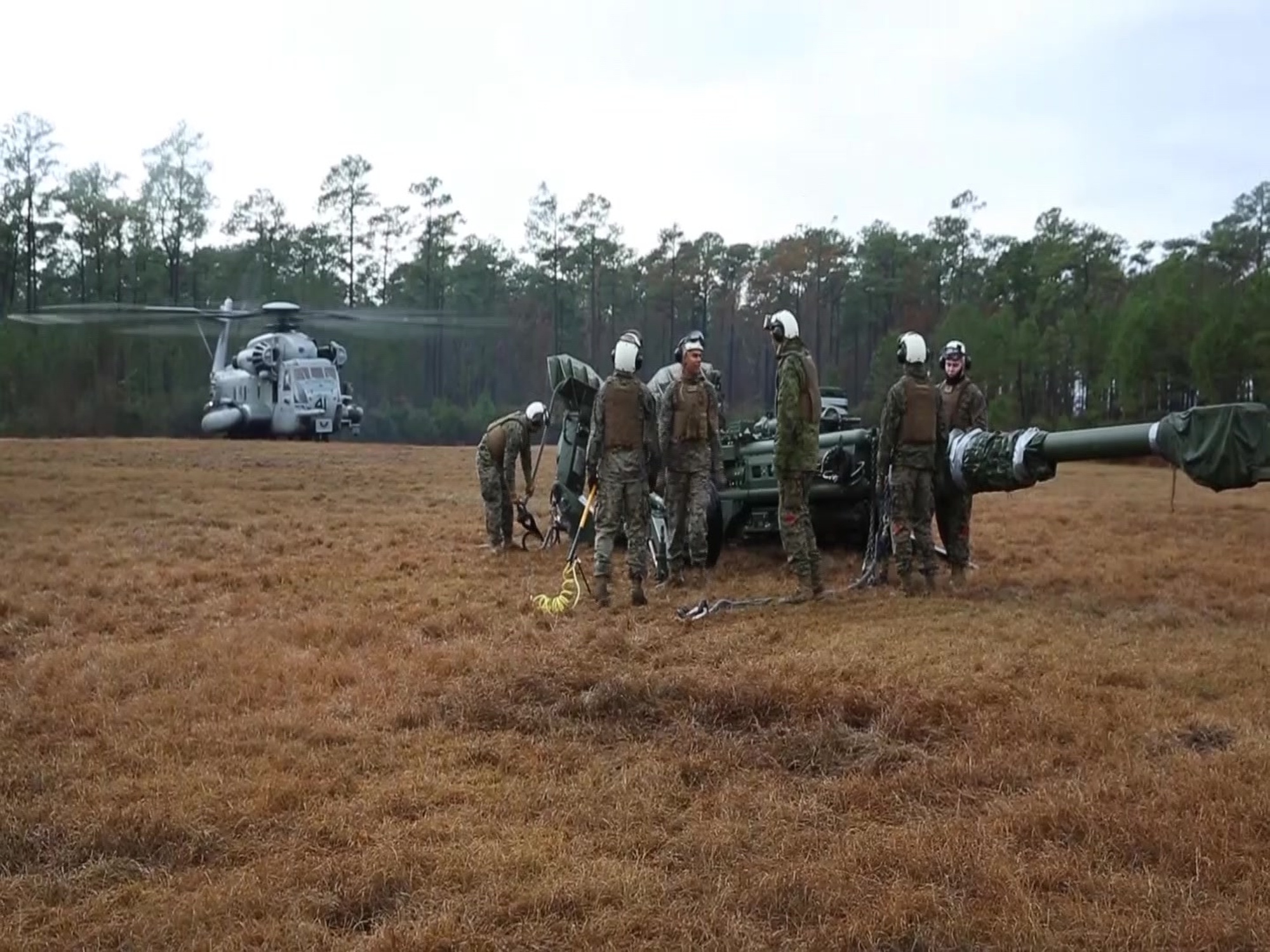 Marine Heavy Helicopter Squadron 464 supported Marines assigned to 1st Battalion, 10th Marine Regiment, 2nd Marine Division, completing helicopter rope suspension technique training aboard Marine Corps Base Camp Lejeune, N.C., Dec. 13, 2016. This type of aerial insertion and extraction method allows for quick movement of ground units and expands their ability to support other ground combat units. HMH 464 is a part of Marine Aircraft Group 29, 2nd Marine Aircraft Wing. (U.S. Marine Corps video by Lance Cpl. Cody Lemons/Released)