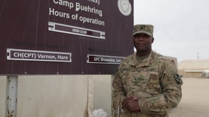 Sgt. Leo Brownlee II sends holiday greetings to Pershing family