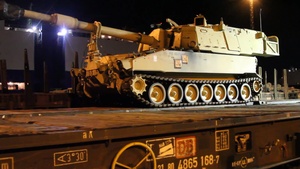 3-4 ABCT Loads Armor onto Rail for movement to Poland