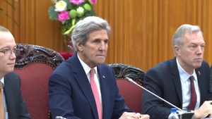 Secretary Kerry Camera Spray With Prime Minister Nguyen Xuan Phuc