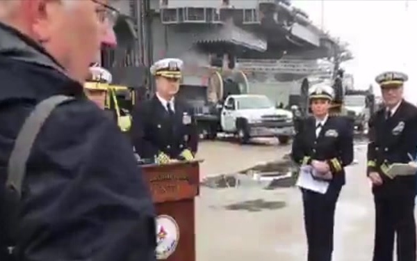 USS GEORGE H. W. BUSH CVN 77 BROLL OF PIER-SIDE PRESS CONFERENCE GHWB Carrier Strike Group to Depart for Deployment