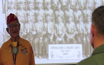 Navajo Code Talker Gives VMU-2 Marines a Lesson in Marine Corps History