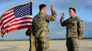 Firefighter lands smooth reenlistment at Andersen