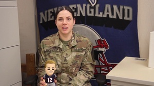 SSG Samantha Rockwood sends a shout out for the Patriots