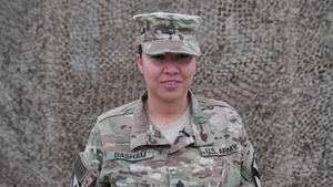 SFC Crystal Basham sends a shout out for the Falcons