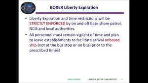 USS Boxer Deployment 2016 Dubai Liberty Port Brief
