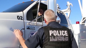CBP Non-Intrusive Inspection Operations at Super Bowl LI and Interview footage of Erik Shoberg, Acting Director of Field Operations, Houston, Texas.