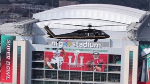 AMO Black Hawk conducts a flyover of NRG Stadium in advance of Super Bowl LI