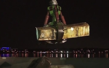 Flushing Bay Night-time Barge Removal Operation