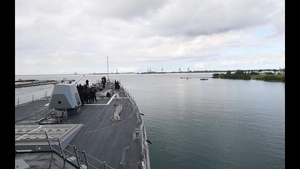 USS Wayne E. Meyer Departs Guam