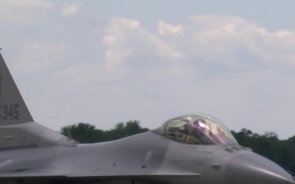 F-16s taxi in at Volk Field ANGB