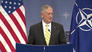 Mattis Speaks to Reporters Before NATO Counter-ISIS Meeting