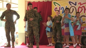 Cobra Gold 2017: Members of the U.S. Marine Corps interact with children (B-Roll)
