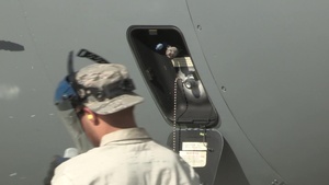Airman filling C-130 with Liquid Oxygen