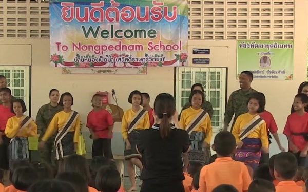 U.S. Marines and Members of the Royal Thai Army spend time with the Community in Korat during Cobra Gold