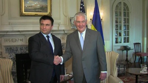 Secretary of State Rex Tillerson camera spray with Ukrainian Foreign Minister Pavlo Klimkin