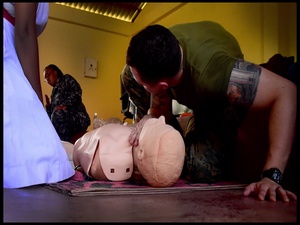 Corpsmen Teach Basic Life Saving Skills to Local Nursing Students