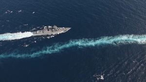 The Japan Maritime Self-Defense Force, USS Carl Vinson, USS Wayne E. Meyer, USS Lake Champlain Participate in a Photo Exercise in the Philippine Sea